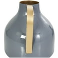 thumbnail image 6 of CosmoLiving by Cosmopolitan 6", 7", 7"H Abstract Enameled Blue Metal Vase with Varying Shapes and Geometric Gold Handles, Set of 3, 6 of 15