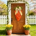 thumbnail image 5 of Easter Farmhouse Carrot Sign Wreath - Front Door Wall Hanging Decoration, Rustic Easter Wreath with Carrot Plaque, Spring Festive Scene Arrangement Prop for Home Porch Entryway Decor, 12*17in, Orange, 5 of 8
