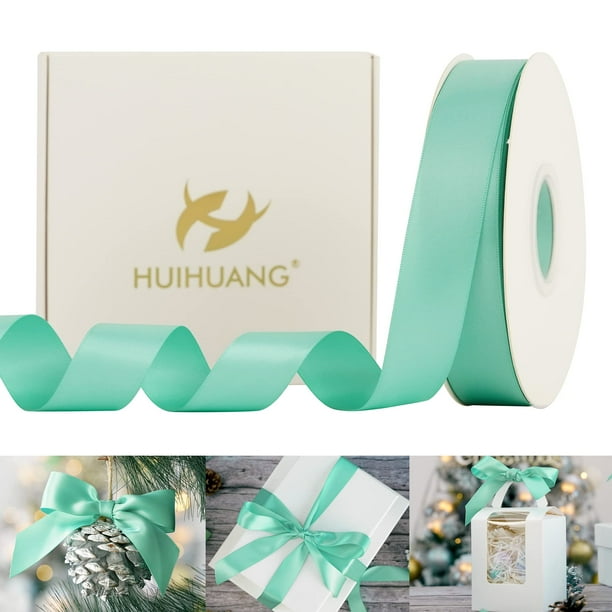 Cinta Decorativa HUIHUANG de Satén Azul Acua 2.5 cm x 46 m