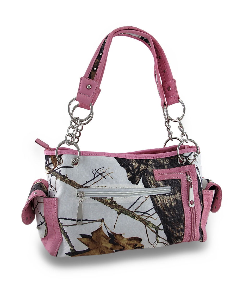 Zeckos White Mossy Oak Camo Rhinestone Fleur De Lis Concealed Zeckos White Mossy Oak Camo Rhinestone Fleur De Lis Concealed Carry Purse