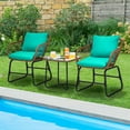 thumbnail image 2 of Patiojoy 3 Pieces Outdoor Furniture Set Patio Bistro Set w/2 Armchairs & Tempered Glass Table Turquoise, 2 of 5
