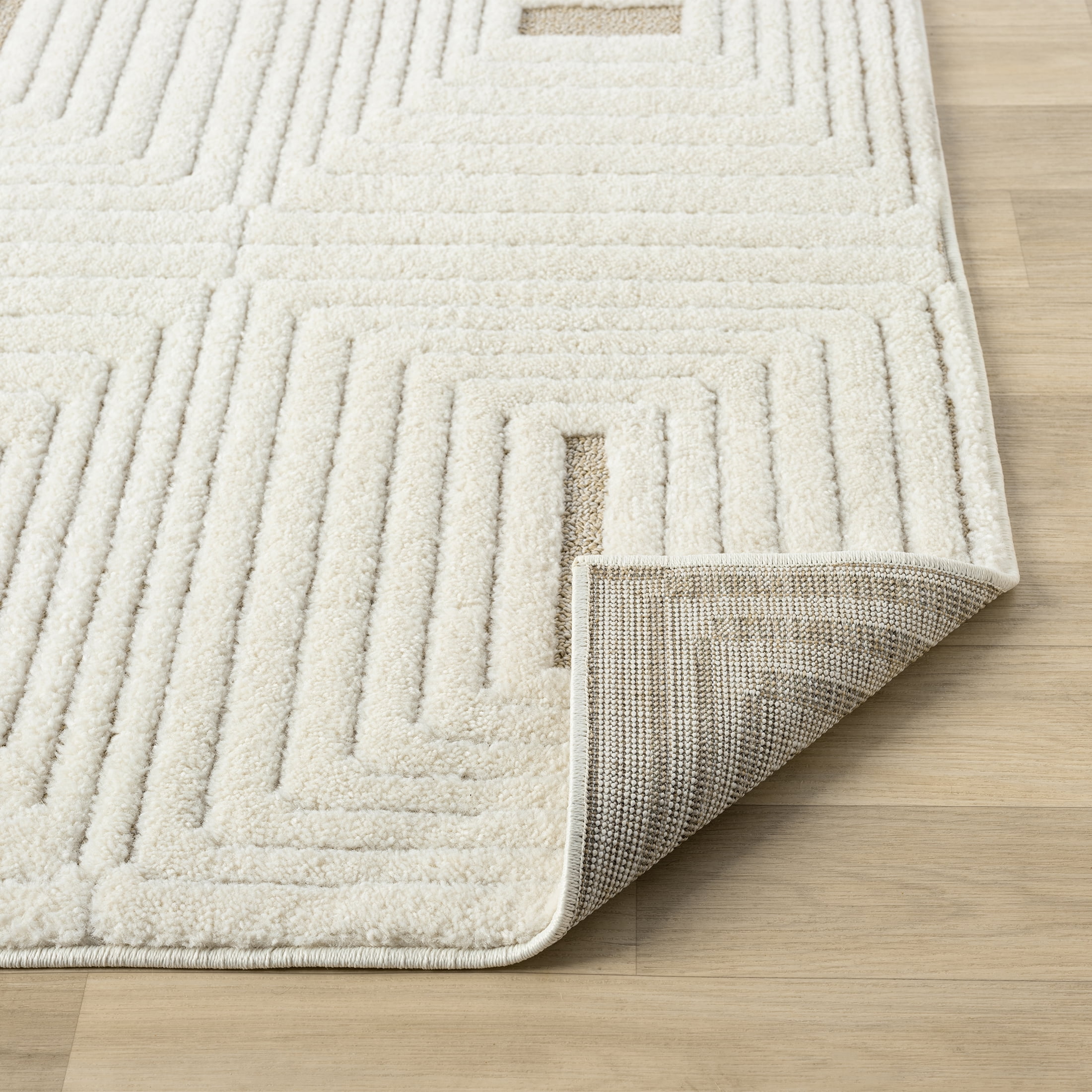 Better Homes & Gardens Squares Area Rug, 5 ft x 7 ft, Ivory/Off-White