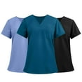 thumbnail image 7 of 3 Pack Dark Blue Scrub Tops for Women Soft Stretch V-Neck Medical Scrub Top with Pockets XL, 7 of 7