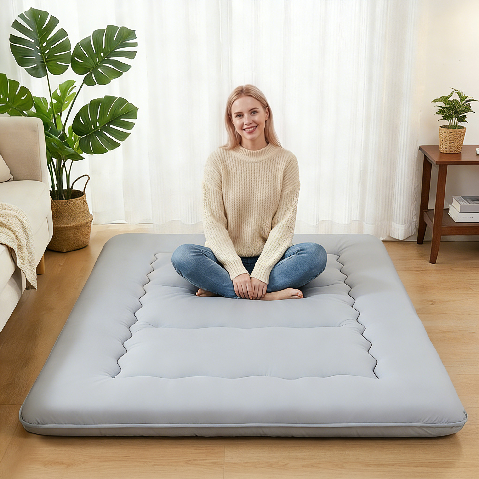 CONCETTA Memory Foam Futon Mattress, Twin Size, Foldable Tatami Floor Mattress with Storage Bag, Black