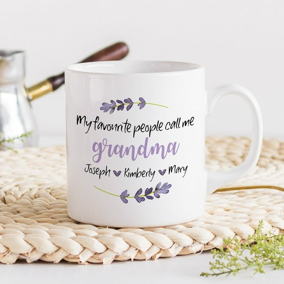 My favourite people call me grandma mug with lavender / Personalised Gift For Grandma / Nanny gift / Pregnancy announcement