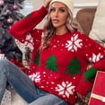 thumbnail image 2 of Suéter de cuello redondo estilo navideño otoño Y2K para mujer, suéter de punto para parejas, Nochebuena, Costa Oeste, 2 of 4