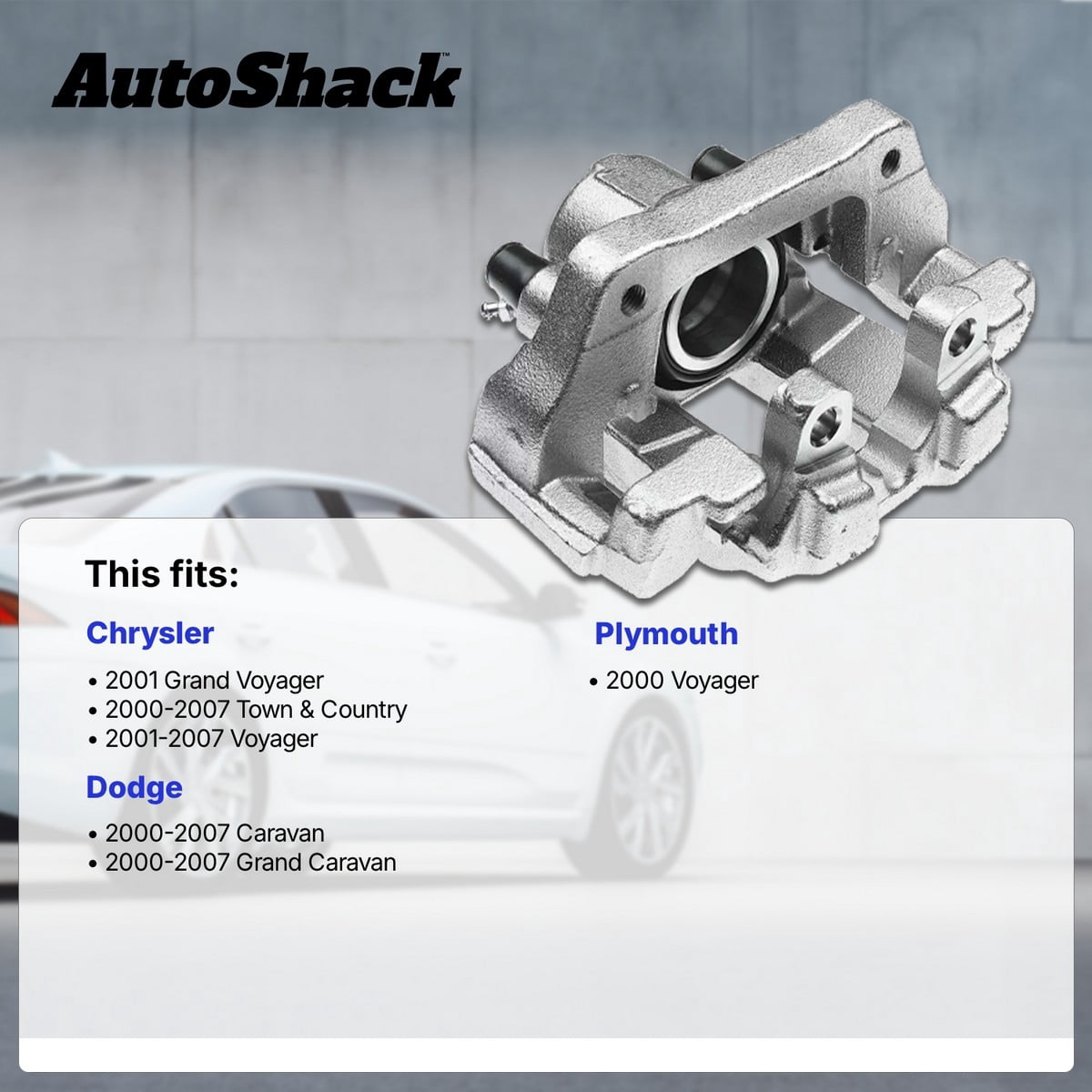 AutoShack Rear Brake Calipers for Dodge, Chrysler & Plymouth, Grand Caravan 2000-2007 Town & Country 2000-2007 Voyager 2000, FWD AWD L4 2.4L V6 3.0L 3.3L 3.8L, Left and Right, Pair