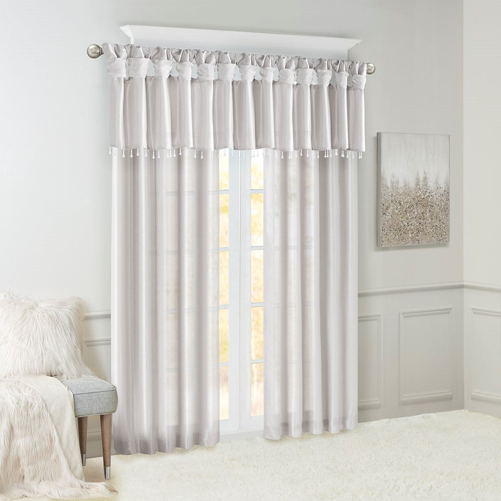 MAYEERTY 50x108" Twist Tab Lined Window Curtain Panel Living Room Silver