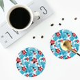 thumbnail image 5 of Pofeuu Hawaiian Style Print Leather Coasters Set of 6, Round Cups Mugs Mat Pad for Home Kitchen Heat Resistant Drink Coasters,Round Shape, 5 of 7