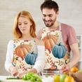 thumbnail image 3 of Fall Pumpkins Leaves Pattern Apron-Garden Aprons for Women with Pockets-Cotton Linen Waterproof Kitchen Cooking Gardening Aprons Adjustable for Kitchen,Cooking,BBQ and Salon 33"x27", 3 of 7