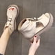 thumbnail image 2 of 2022 nuevas sandalias de moda para mujer, cuñas de Pu con punta abierta, sandalias de gladiador de Color sólido a la moda de verano para mujer, zapatos de plataforma para mujer 39 Gao Jinjia LED, 2 of 2