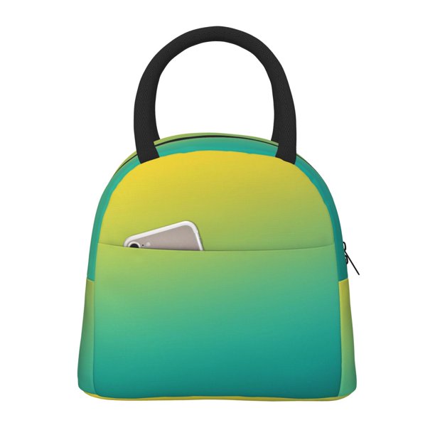 Balery Teal To Yellow Gradient Bolsa de Almuerzo para Mujeres, Caja de Almuerzo, Bolsa de Almuerzo Pequeña Impermeable, Tote de Almuerzo Reutilizable con Gran Capacidad
