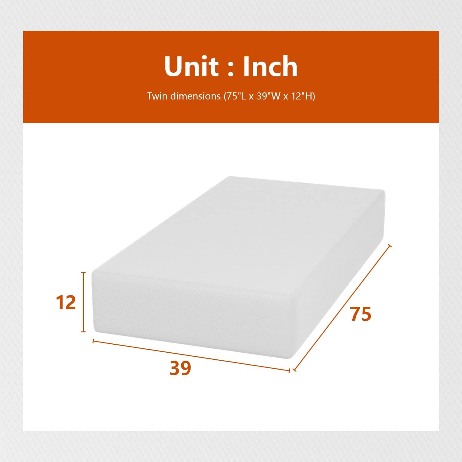 PayLessHere Twin Size Mattress 12 Inch Base Foam Mattress,Fiberglass Free,White