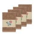 thumbnail image 2 of Authentic Hotel and Spa  Turkish Cotton Floral Vine Embroidered Latte Brown 4-piece Washcloth Set, 2 of 3