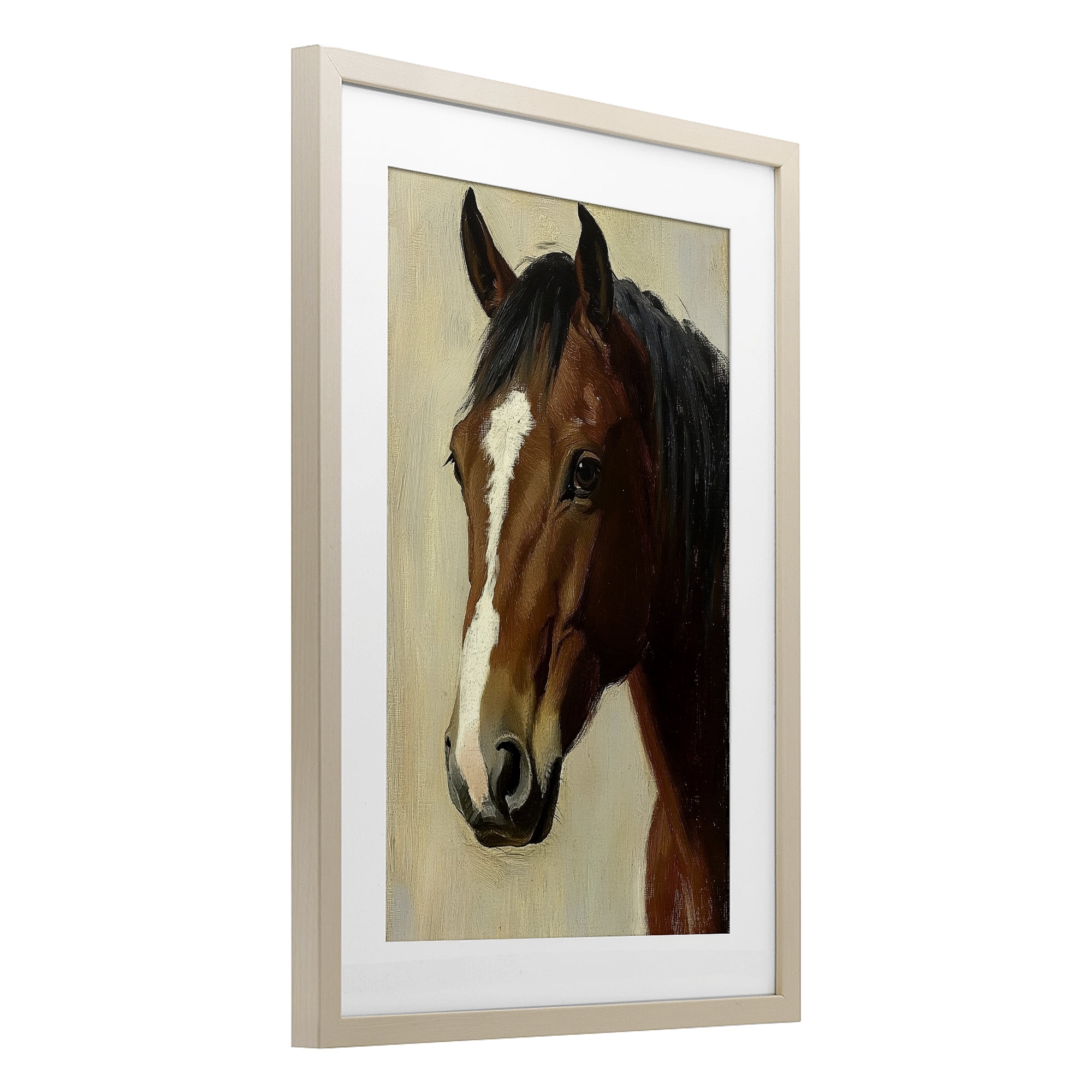 Stupell Industries Beautiful Brown Horse Portrait Birch Framed Print Under Glass, design by Petal Prints Design