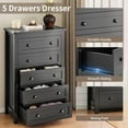 thumbnail image 6 of FANRAL 5 Drawers Tall Dresser for Bedroom,Wood Tall Dresser Modern Chest of Drawers,Closet Clothes Organizer Storage Cabinet,Black Dresser, 6 of 7