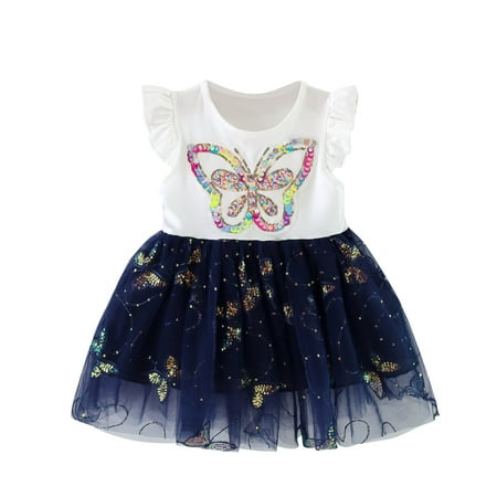 

Girls Dresses Sleeveless Cartoon Paillette Tulle Princess Dresses For Girls