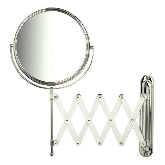 Jerdon 8 inch Diameter Wall-Mounted Makeup Mirror, 7X-1X Magnification with Extention Arm, Chrome Finish-Model JP2027C