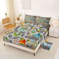 thumbnail image 2 of Manfei Toy Cars Queen Sheets,Cartoon Houses Queen Sheet Sets,Gray,4 Pieces,1 Flat Sheet, 1 Fitted Sheet and 2 Pillowcases, 2 of 6