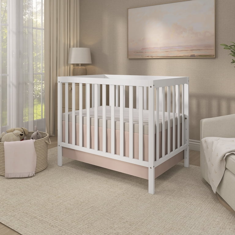 Dream On Me Edgewood Convertible Mini Crib & Mattress in White