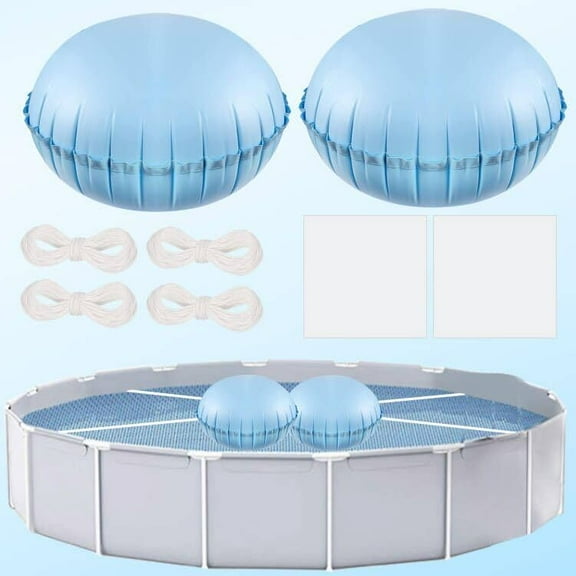 2pcs Pool Pillows for Above Ground Pools,4ft Dia Heavy Duty Swimming Pool Air Pillow 0.4mm Thick Pool Closing Winter Kit Pool Cover Float Balloon with String Repair Tape for Winterizing Ice Equalizer