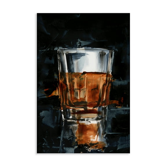 Stupell Industries Straight Whiskey Glass Food & Beverage Painting Wrapped Canvas Art Print Wall Art, 16 x 24