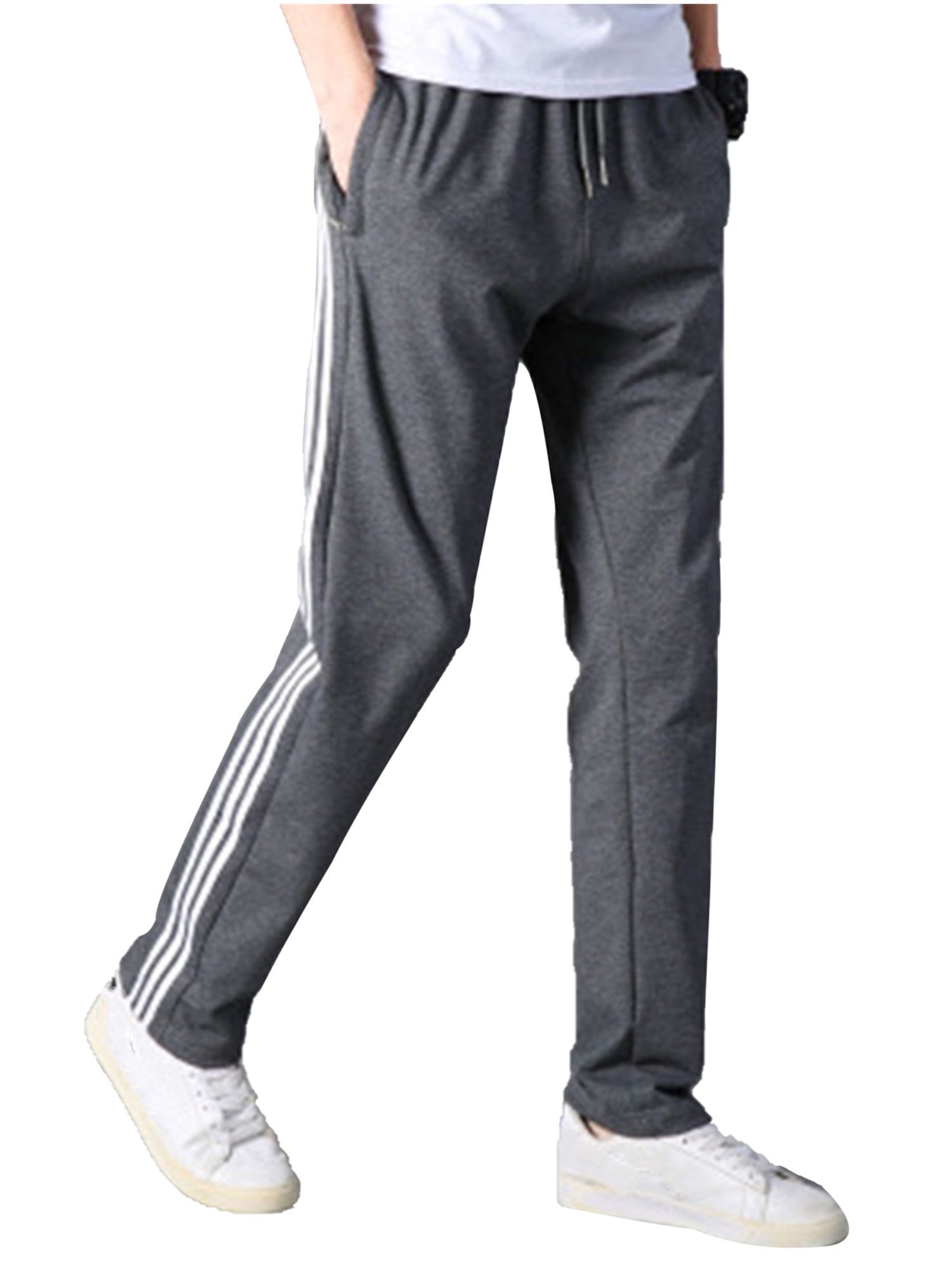 Men's Classic Side Stripes Zipper Pockets Sweatpants Straight Leg Track  Athletic Pants for Running Exercise Workout