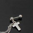 thumbnail image 4 of FAD BARBELL Pendiente de Clip Dangle Chain Ear Cuff Ear Stud Jewelry NUEVO Yuyangstore Piercing de oreja con barra con pendiente colgante de cruz de cadena, 4 of 8