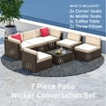 thumbnail image 4 of Hearth & Harbor 7-Piece Outdoor Patio Furniture Set, Wicker Sectional Sofa Patio Conversation Set, Brown/Beige, 4 of 5