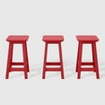 thumbnail image 3 of WestinTrends Malibu 24" HDPE Outdoor Patio Counter High Backless Square Bar Stools Set of Three, Red, 3 of 8