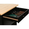 thumbnail image 5 of eHemco 1-Door Kitchen Island Cart on Wheels with Drawer, Storage Cabinet, Shelf and Natural Solid Hardwood Top, 34.75 Inches Height, Black Base, 5 of 9