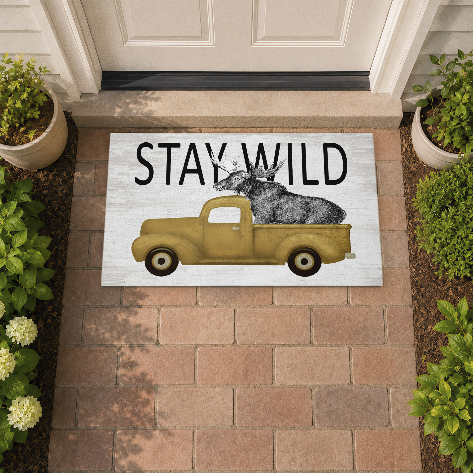 Stupell Industries Stay Wild Moose Tailgate Printed Outdoor Door Floor Mat, design by Lettered and Lined