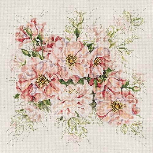Garden Roses Counted Cross Stitch Kit13"X13" 14 Count