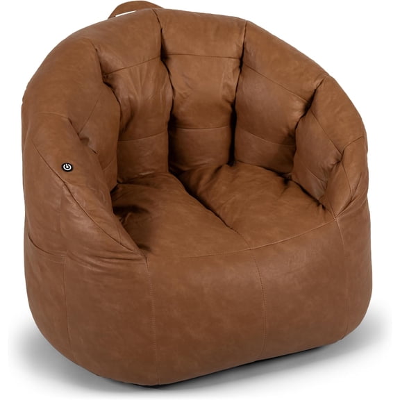 SmartSpace Milano Beanbag Chair with Vibe Caramel Montana Leather