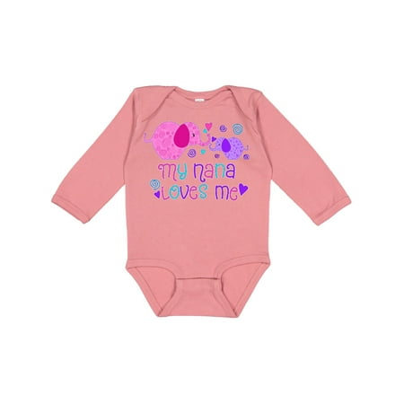 

Inktastic My Nana Loves Me- Cute Elephants Boys or Girls Long Sleeve Baby Bodysuit