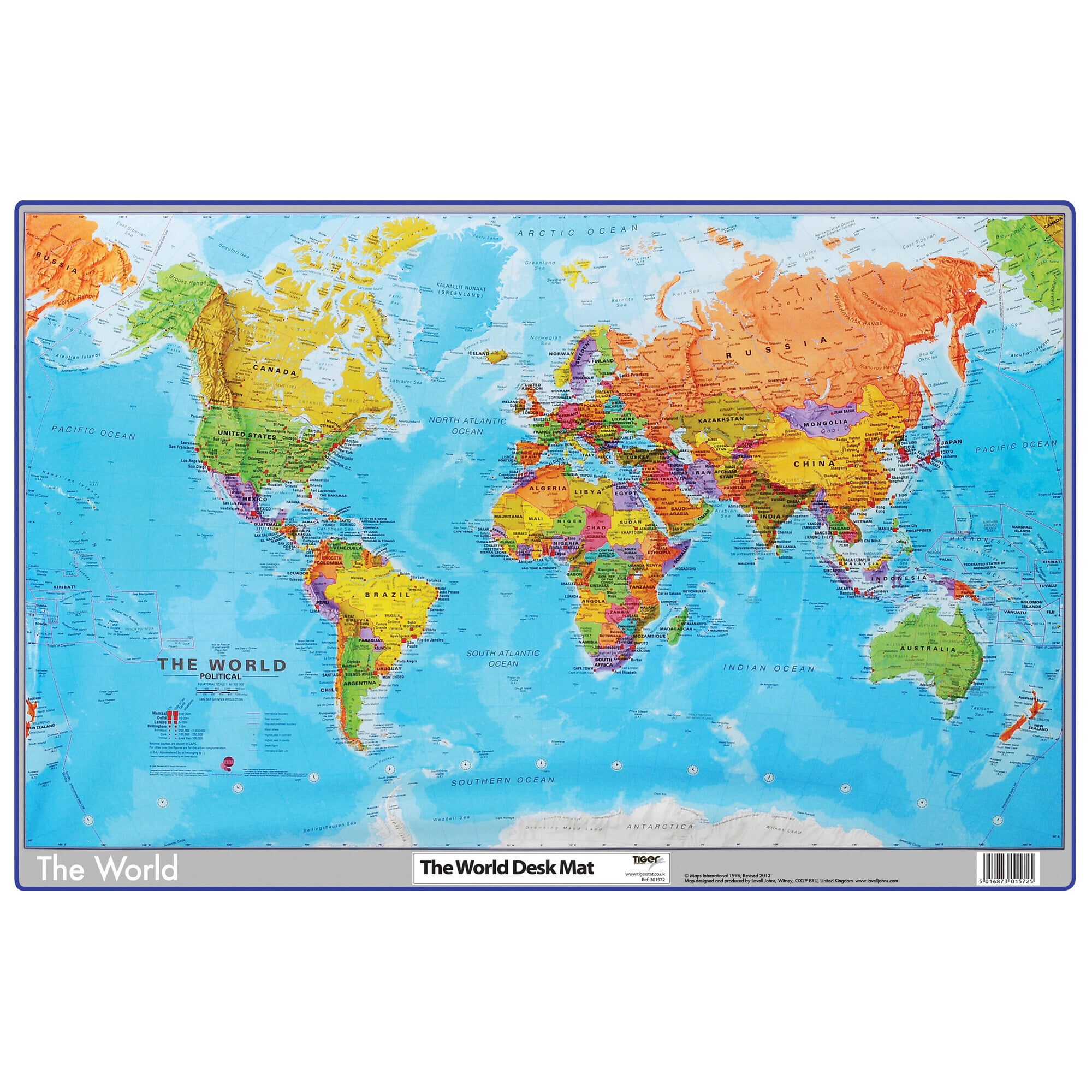 Tiger World Desk Mat School Office Pad Map Atlas Protective Mouse Earth Surface 