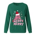 thumbnail image 4 of Xdegoge Merry Christmas Sweatshirts for Women Crew Neck Long Sleeve Tops Xmas Letter Print Shirts Loose Fit Holiday Blouses for Women 2025 Christmas Shirts for Women, Green S, 4 of 4