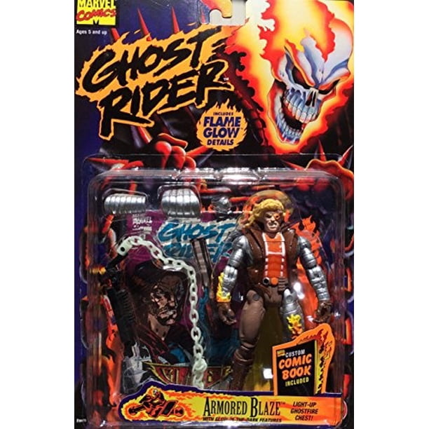 Ghost Rider Armored Blaze Light Up Ghost Fire ToyBiz Action Figure w/ Flame  Glow &amp; Comic Book - Walmart.com