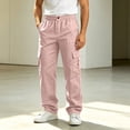 thumbnail image 2 of Cmfcve Mens Cargo Pants Button Zipper Fly Straight Leg Pants Casual Outdoor Hiking Work Trousers, 2 of 8