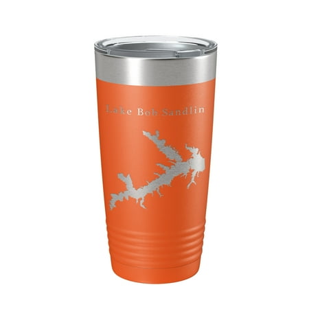 

Lake Bob Sandlin Map Tumbler Travel Mug Insulated Laser Engraved Coffee Cup Monticello Reservoir Texas 20 oz Orange