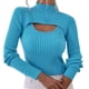 thumbnail image 1 of Gibobby SuéTer Para Mujeres Para Frío Camisola elegante de Color sólido para mujer, suéter de punto, abrigo calado de manga larga, camiseta interior ajustada(Azul,M), 1 of 5