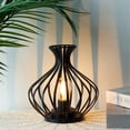 thumbnail image 6 of Medium Metal Cage Outdoor lantern, Battery Powered Decorative Lamp, Modern Cordless Table Lamp with 6-Hours Timer (Black), 6 of 9