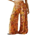 thumbnail image 4 of Femmes Boho Beach Pants Taille Haute Décontracté Évasé Jambe Large Droite Impression Beach Pants, 4 of 5