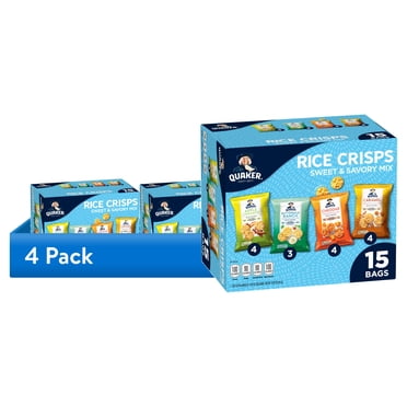 (4 pack) Quaker Rice Crisps Sweet & Savory Variety (Caramel, Cheddar, Apple Cinnamon, Ranch) 12 oz, 15 Count
