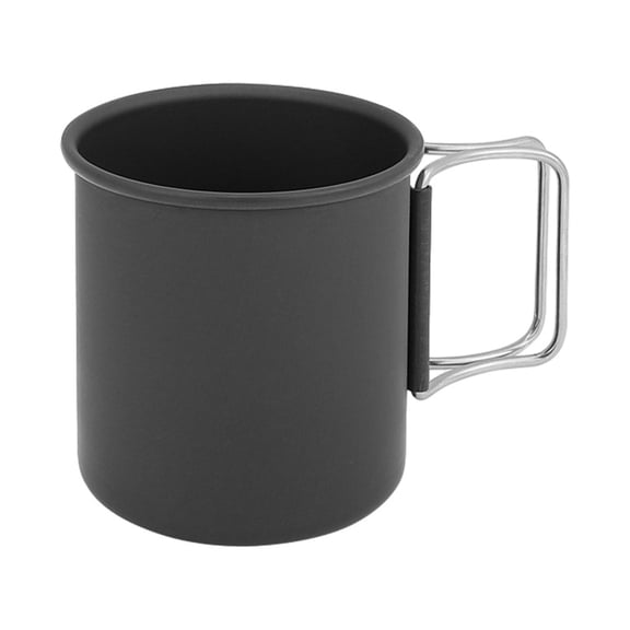 Hvmvliv Stainless Steel Camping Mugs 0.35gal Stainless Steel Camping Mugs Outdoor Drinking Hot Water Cup with Foldable Handle Portable Stainless Steel Camping Cup Black