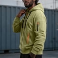 thumbnail image 6 of Delconic Mens Zip Up Hoodie Jacket Long Sleeve Drawstring Hood Sweatshirt with Multiple Zipper Pockets Casual Active Outerwear Army Green L, 6 of 9