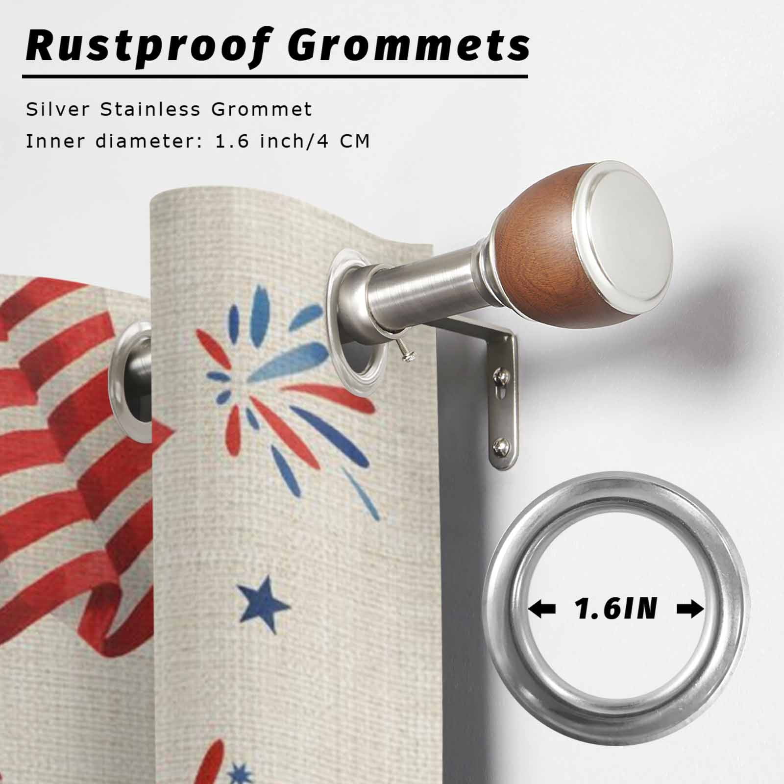 Independence Day Outdoor Curtains for Patio, Gnome Poppy US Flag Retro 4th of July Sunshade Privacy Drapes Grommet Waterproof Outside Curtains for Porch/Cabana/Balcony 54"x 108", 1 Panel