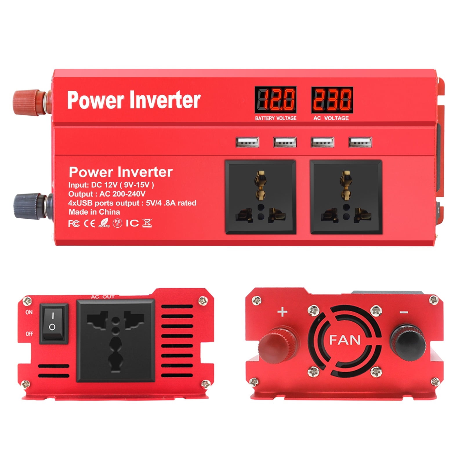 2000W Car Power Inverter 12V to 220 Universal Transformer Converter Solar Inversor ,Safety