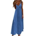 thumbnail image 2 of LADIGASU Women Casual Holiday Style Hollow Out Long Dress Solid Color Loose Sleeveless-Neck Camisole Dress, 2 of 6