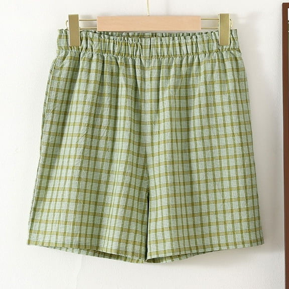 Rezuofi 2 Pcs Womens Y2k Cute Plaid Striped Print Pajama Boxer Shorts Gingham Lounge PJ Bottoms Shorts Checkered Sleep Shorts